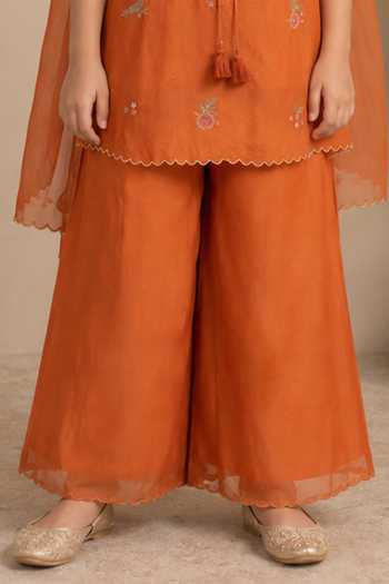 Buy Tatwa Orange Silk, Cotton, Muslin Embroidered Kurta Palazzo Set Online at Aza Fashions Buy_Tatwa_Orange Silk, Cotton, Muslin Embroidered Kurta Palazzo Set _Online_at_Aza_Fashions