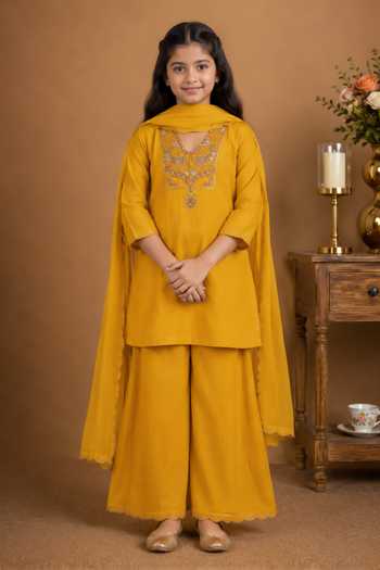 Tatwa Placement Embroidered Kurta Palazzo Set 