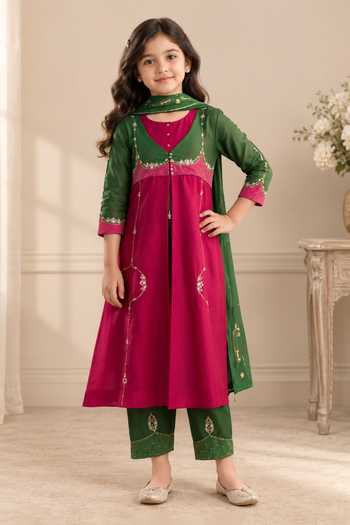Tatwa Pink Silk, Cotton, Muslin Embroidered Kurta Pant Set Online at Aza Fashions Tatwa_Pink Silk, Cotton, Muslin Embroidered Kurta Pant Set _Online_at_Aza_Fashions