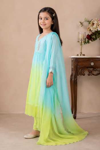 Tatwa Blue Silk, Cotton Ombre Embroidered Kurta Set Online at Aza Fashions Tatwa_Blue Silk, Cotton Ombre Embroidered Kurta Set _Online_at_Aza_Fashions