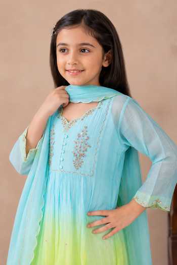 Buy Tatwa Blue Silk, Cotton Ombre Embroidered Kurta Set Online at Aza Fashions Buy_Tatwa_Blue Silk, Cotton Ombre Embroidered Kurta Set _Online_at_Aza_Fashions