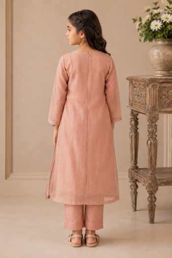 Buy Tatwa Peach Silk, Cotton Embroidered Kurta Set Online at Aza Fashions Buy_Tatwa_Peach Silk, Cotton Embroidered Kurta Set _Online_at_Aza_Fashions