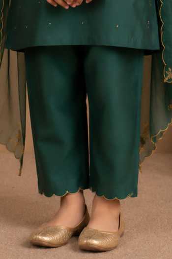 Tatwa Green Silk, Cotton Floral Thread Work Kurta Set Online at Aza Fashions Tatwa_Green Silk, Cotton Floral Thread Work Kurta Set _Online_at_Aza_Fashions