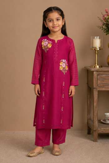 Tatwa Pink Silk, Cotton Kurta Set Online at Aza Fashions Tatwa_Pink Silk, Cotton Kurta Set _Online_at_Aza_Fashions