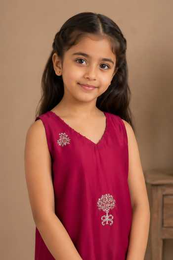 Buy Tatwa Pink Silk, Cotton Flower Embroidered Kurta Palazzo Set Online at Aza Fashions Buy_Tatwa_Pink Silk, Cotton Flower Embroidered Kurta Palazzo Set _Online_at_Aza_Fashions