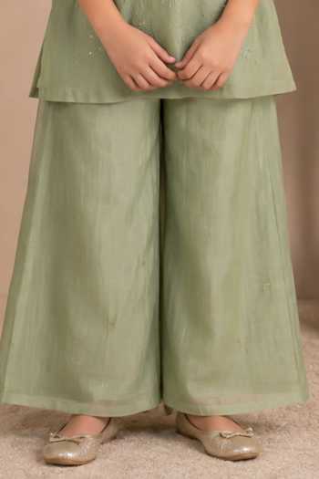 Tatwa Green Silk, Cotton Floral Placement Embroidered Kurta Palazzo Set Online at Aza Fashions Tatwa_Green Silk, Cotton Floral Placement Embroidered Kurta Palazzo Set _Online_at_Aza_Fashions