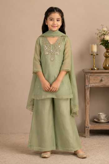 Tatwa Floral Placement Embroidered Kurta Palazzo Set 