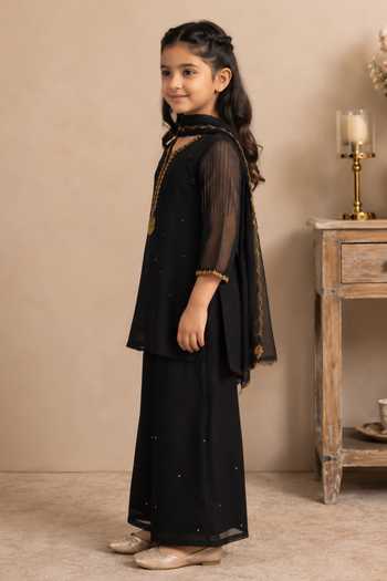 Shop Tatwa Black Silk, Cotton Placket Embroidered Kurta Set Online at Aza Fashions Shop_Tatwa_Black Silk, Cotton Placket Embroidered Kurta Set _Online_at_Aza_Fashions