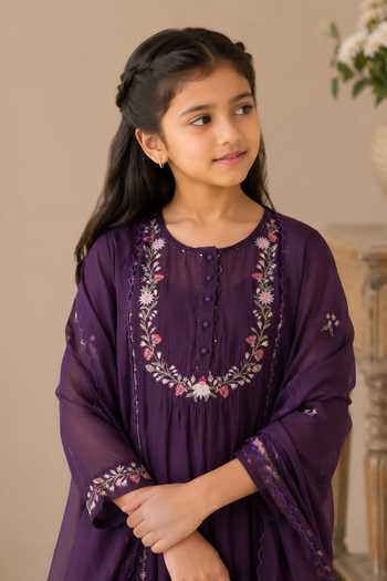 Tatwa Purple Silk, Cotton Thread Embroidered Kurta Set Online at Aza Fashions Tatwa_Purple Silk, Cotton Thread Embroidered Kurta Set _Online_at_Aza_Fashions