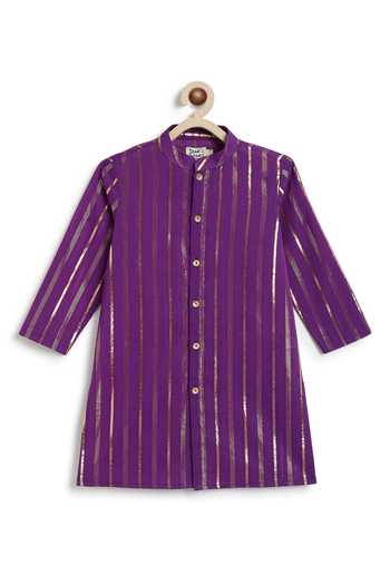 Shop_Tiber Taber_Purple Cotton, Lurex Gota Embellished Kurta Set 