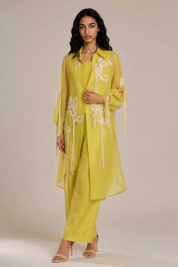 Vanshika Agarwal Label Clover Embroidered Jacket & Pant Set 