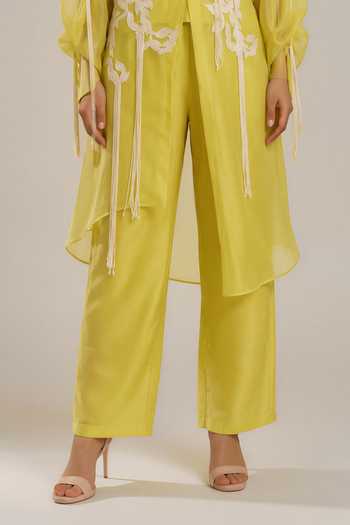 Buy Vanshika Agarwal Label Green Silk, Organza, Bemberg Square Neck Clover Embroidered Jacket And Pant Set Online at Aza Fashions Buy_Vanshika Agarwal Label_Green Silk, Organza, Bemberg Square Neck Clover Embroidered Jacket And Pant Set _Online_at_Aza_Fashions