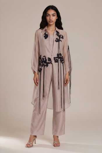 Vanshika Agarwal Label Clover Embroidered Jacket Pant Set 
