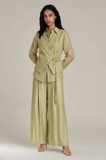 Vanshika Agarwal Label Floris Embroidered Waistcoat Set 