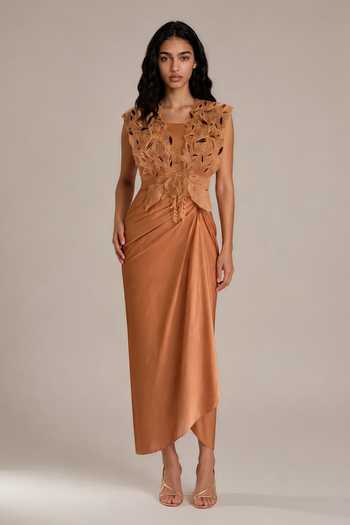 Vanshika Agarwal Label Alder Cutwork Embroidered Overlay With Dress 