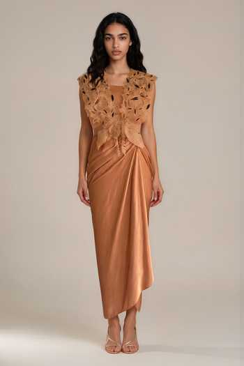 Vanshika Agarwal Label Alder Cutwork Embroidered Overlay With Dress 