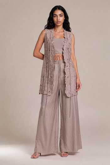 Vanshika Agarwal Label Juliette Embroidered Cutwork Jacket & Pant Set 