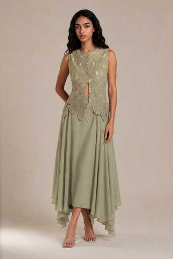 Vanshika Agarwal Label Birch Embroidered Jacket & Skirt Set 