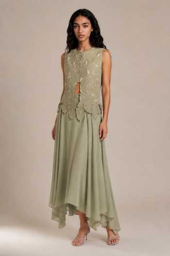 Vanshika Agarwal Label Birch Embroidered Jacket & Skirt Set 