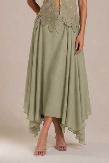 Buy Vanshika Agarwal Label Green Silk, Organza, Bemberg Round Neck Birch Embroidered Jacket And Skirt Set Online at Aza Fashions Buy_Vanshika Agarwal Label_Green Silk, Organza, Bemberg Round Neck Birch Embroidered Jacket And Skirt Set _Online_at_Aza_Fashions