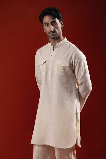 Sanchit Sharma Beige Utility Pocket Kurta Set 