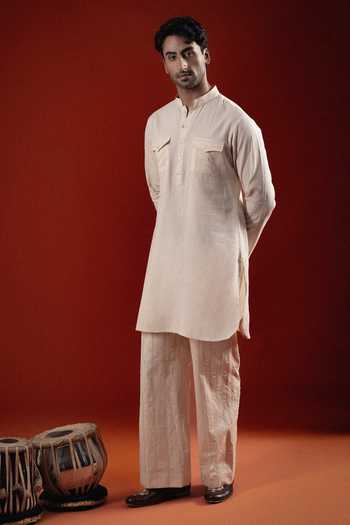 Sanchit Sharma Beige Utility Pocket Kurta Set 