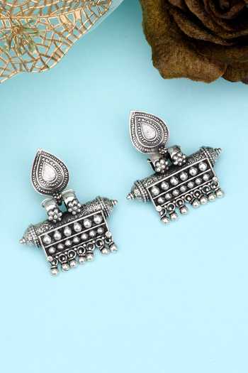 Sangeeta Boochra Oxidized Carved Ghunghroo Earrings 