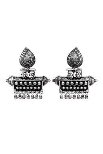 Sangeeta Boochra Oxidized Carved Ghunghroo Earrings 