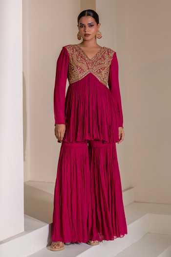 Rasasvada Gathered Embellished Tunic Sharara Set 