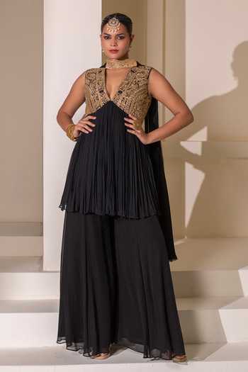 Rasasvada Gathered Embellished Tunic Sharara Set 