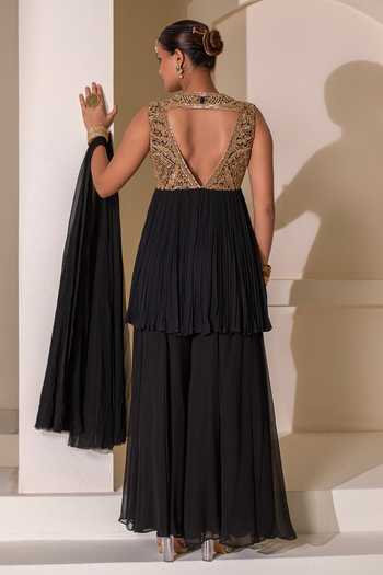 Rasasvada Gathered Embellished Tunic Sharara Set 