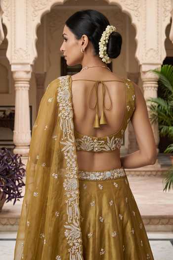 Samyukta Singhania Hand Embroidered Tissue Lehenga Blouse Set 