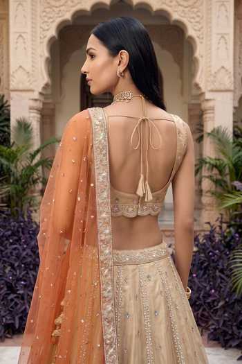 Samyukta Singhania Hand Embroidered Tissue Lehenga Set 