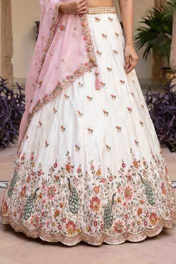 Buy Samyukta Singhania Cream Organza Hand Embroidered Lehenga Set Online at Aza Fashions Buy_Samyukta Singhania_Cream Organza Hand Embroidered Lehenga Set _Online_at_Aza_Fashions