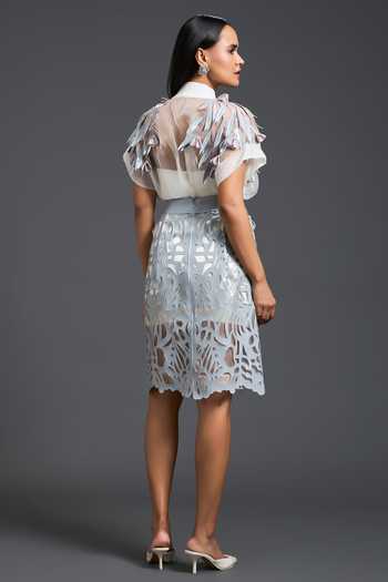 Deepika Arora Glossy Laser-Cut Pencil Skirt