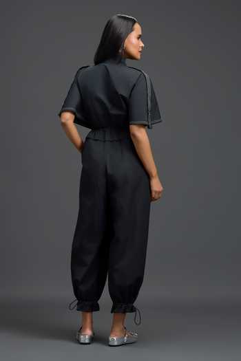 Deepika Arora Metallic Floral Patch Jumpsuit 