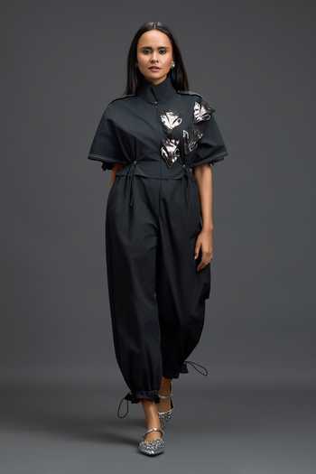 Deepika Arora Metallic Floral Patch Jumpsuit 