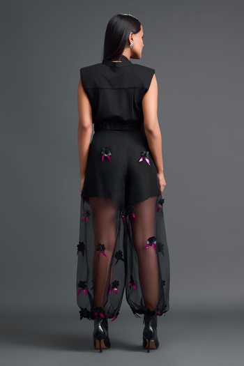 Deepika Arora 3D Flower Embellished Pant With Belt 