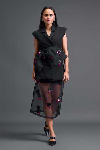 Deepika Arora Structured Blazer & Sheer Skirt Set