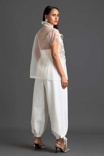 Deepika Arora Structured Sheer Layered Top & Pant Set 