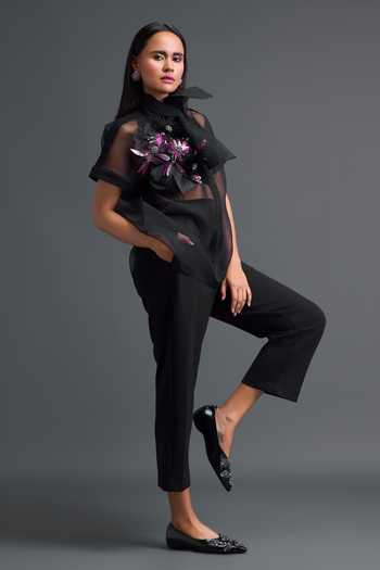 Deepika Arora Black Organza, Ponte Roma Halter , High Top And Pant Set at Aza Fashions Deepika Arora_Black Organza, Ponte Roma Halter , High Top And Pant Set _at_Aza_Fashions