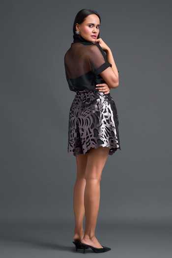 Deepika Arora Laser Cut High-Waist Cutwork Shorts 