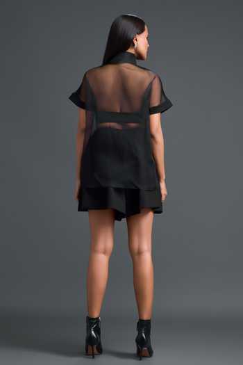 Deepika Arora Sheer Shirt & Halter Top Set 