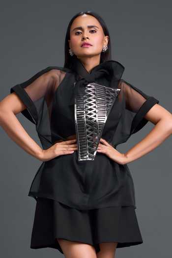 Deepika Arora Sheer Shirt & Halter Top Set 