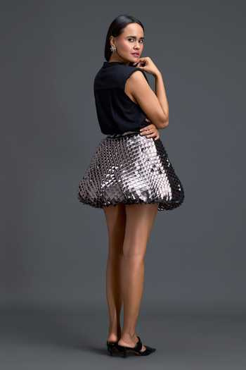 Deepika Arora Metallic Quilted Top & Skirt Set