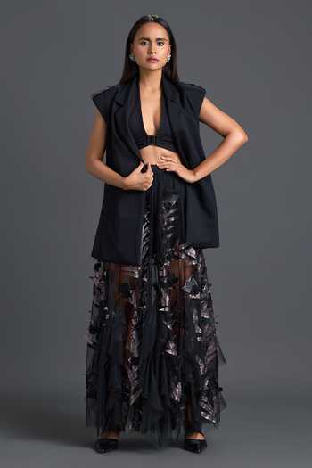 Deepika Arora Metallic Embroidered Skirt Set 