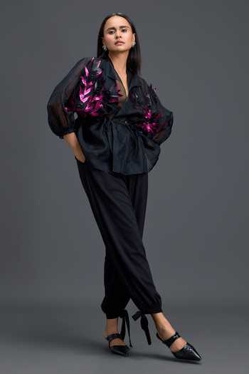 Deepika Arora Floral Applique Work Top & Pant Set
