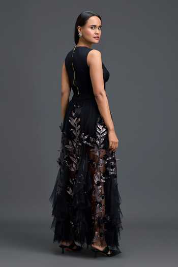 Deepika Arora Twisted Crop Top & Embellished Skirt Set 