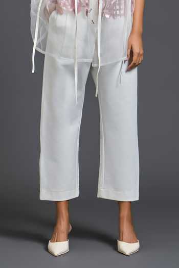 Deepika Arora White Leather, Ponte Roma High Neck Embroidered Top And Pant Set Online at Aza Fashions Deepika Arora_White Leather, Ponte Roma High Neck Embroidered Top And Pant Set _Online_at_Aza_Fashions