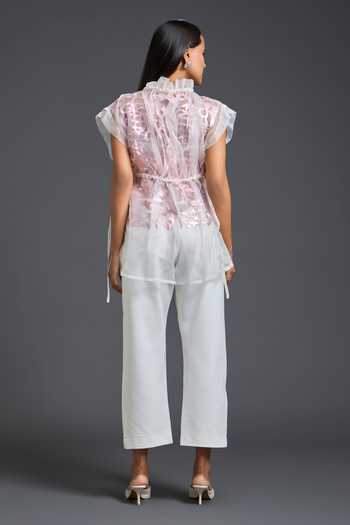 Deepika Arora Sheer Overlay With Floral Patchwork Top 